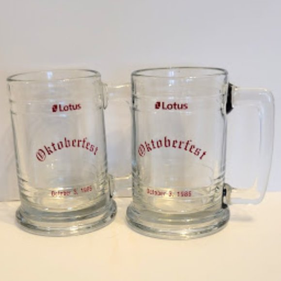 VINTAGE SET OF 2 LOTUS OKTOBERFEST BEER MUGS OCTOBER 3, 1986 - Picture 1 of 2